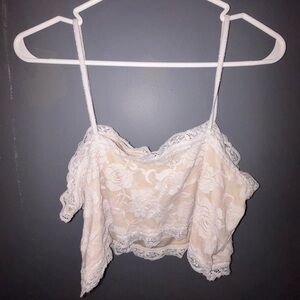 Cream Lace Crop Camisole Sleeveless Top